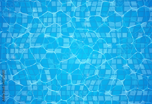Pool water swim background summer poster texture. Pool reflect water vector ripple aquatic design