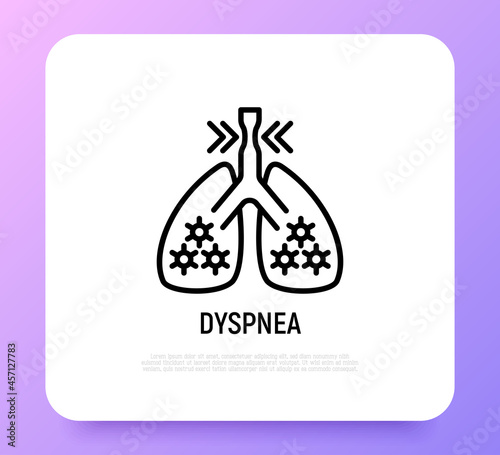 Dyspnea thin line icon. Modern vector illustration of shortness breathing in lungs.