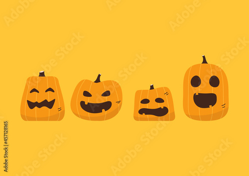 Pumpkin cartoon vector. Halloween vector background. Pumpkin face.