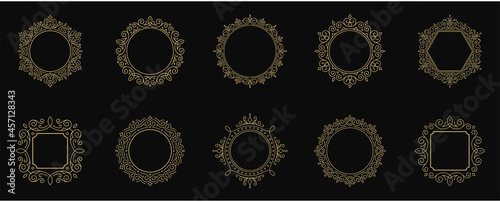 Vintage flourishes ornament frames set vector illustration