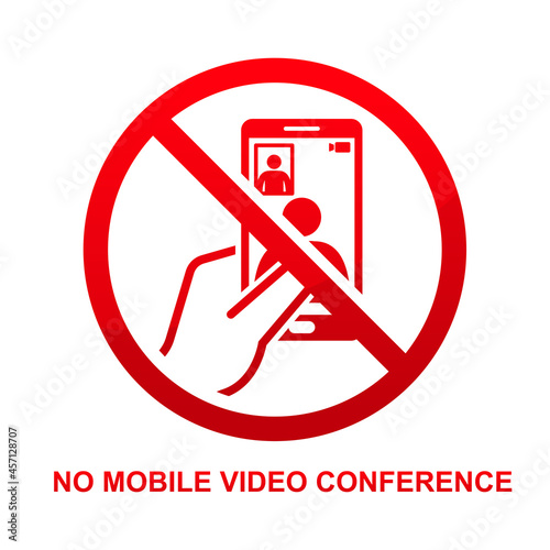 No mobile video conference sign isolated on white background vector illustration.