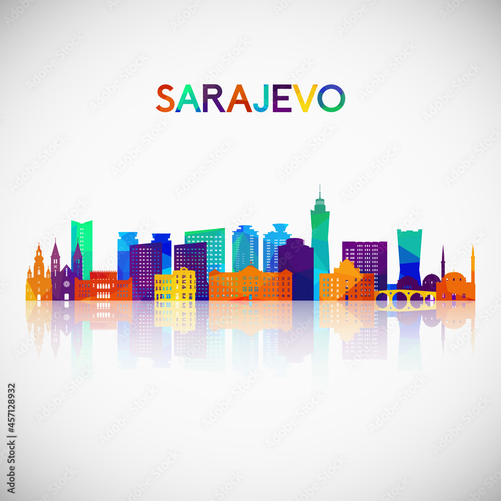 Sarajevo skyline silhouette in colorful geometric style. Symbol for your design. Vector illustration.