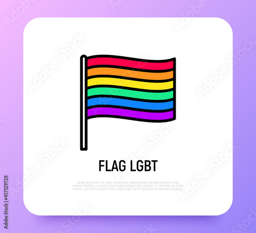 Rainbow flag LGBT thin line icon. Modern vector illustration.