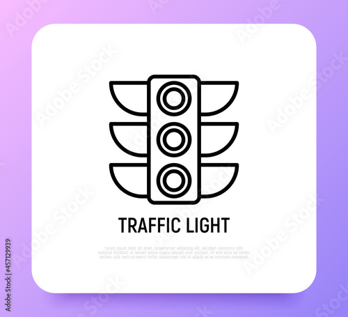 Traffic lights thin line icon. Modern vector illustration of stoplight.
