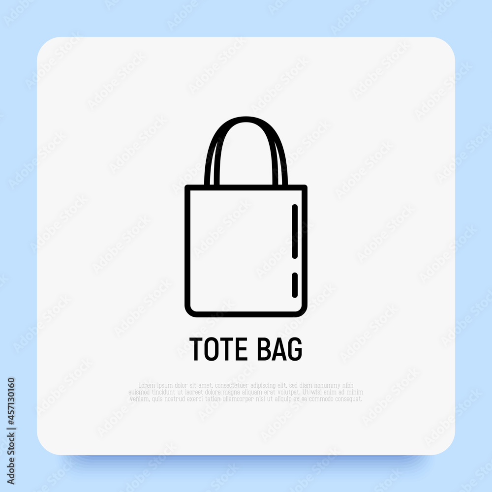 Ecobag thin line icon. Tote bag. Promotional product. Modern vector  illustration of cloth shopping bag. Stock Vector | Adobe Stock