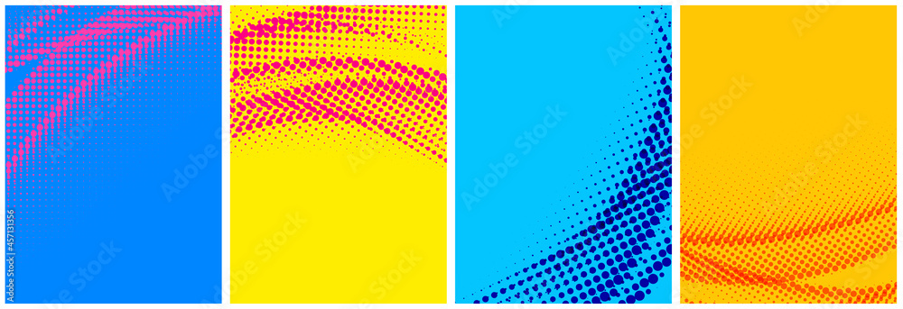 Set of abstract halftone colorful backgrounds.