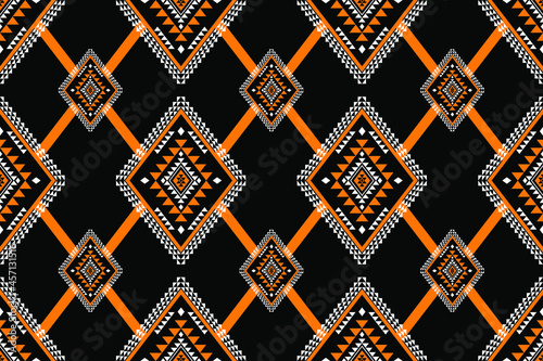 Geometric ethnic oriental seamless pattern traditional Design for background,carpet,wallpaper.clothing,wrapping,Batik fabric,Vector illustration.embroidery style - Sadu, sadou, sadow or sado