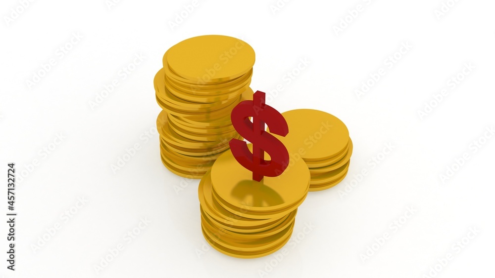 3d illustration dollar gold coin bussiness concept
