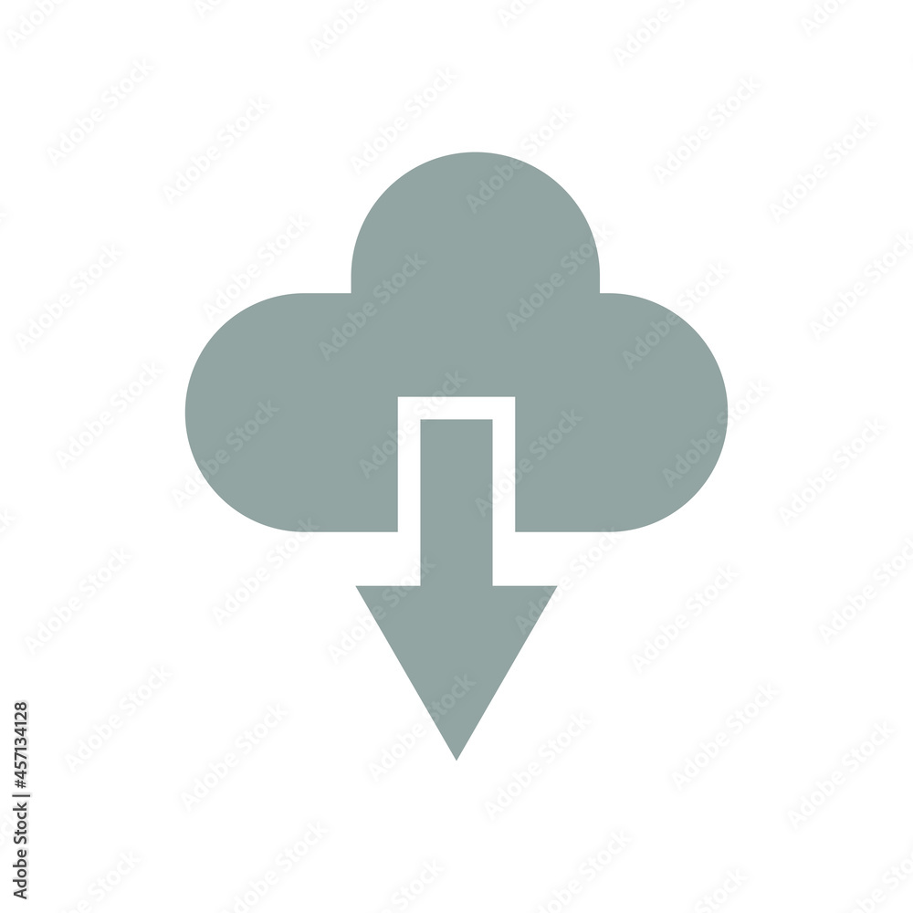 Cloud vector icon. Download symbol. Vector illustration isolated on white background.