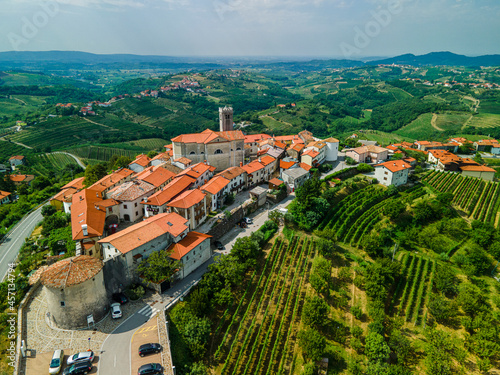 Smartno Townscape and Vineyards in Goriska Brda Countryside Region of Slovenia