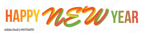 Vector happy new year sign on white background. Colorful 3D liquid typography