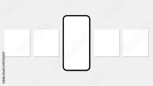Smartphone post mockup. Social media carousel. Vector illustration