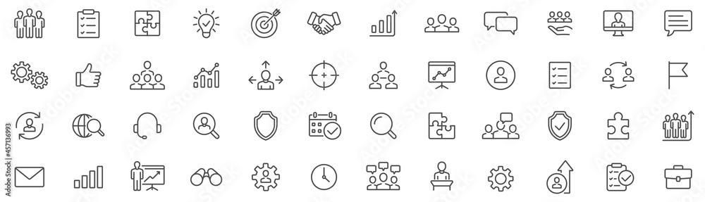 Teamwork and Business people icons set. Teamwork thin line icon ...