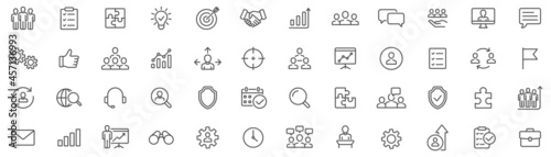 Teamwork and Business people icons set. Teamwork thin line icon collection. Vector