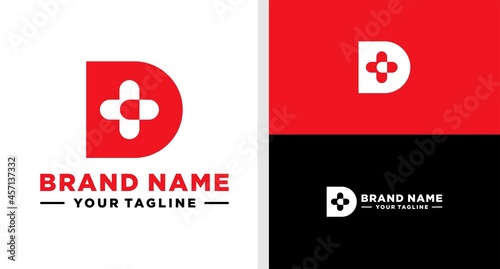 LETTER D LOGO MEDICINE NEGATIVE SPACE EDITABLE