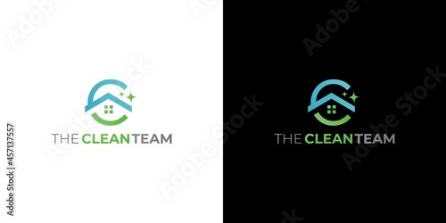Modern and sophisticated home cleaning logo design