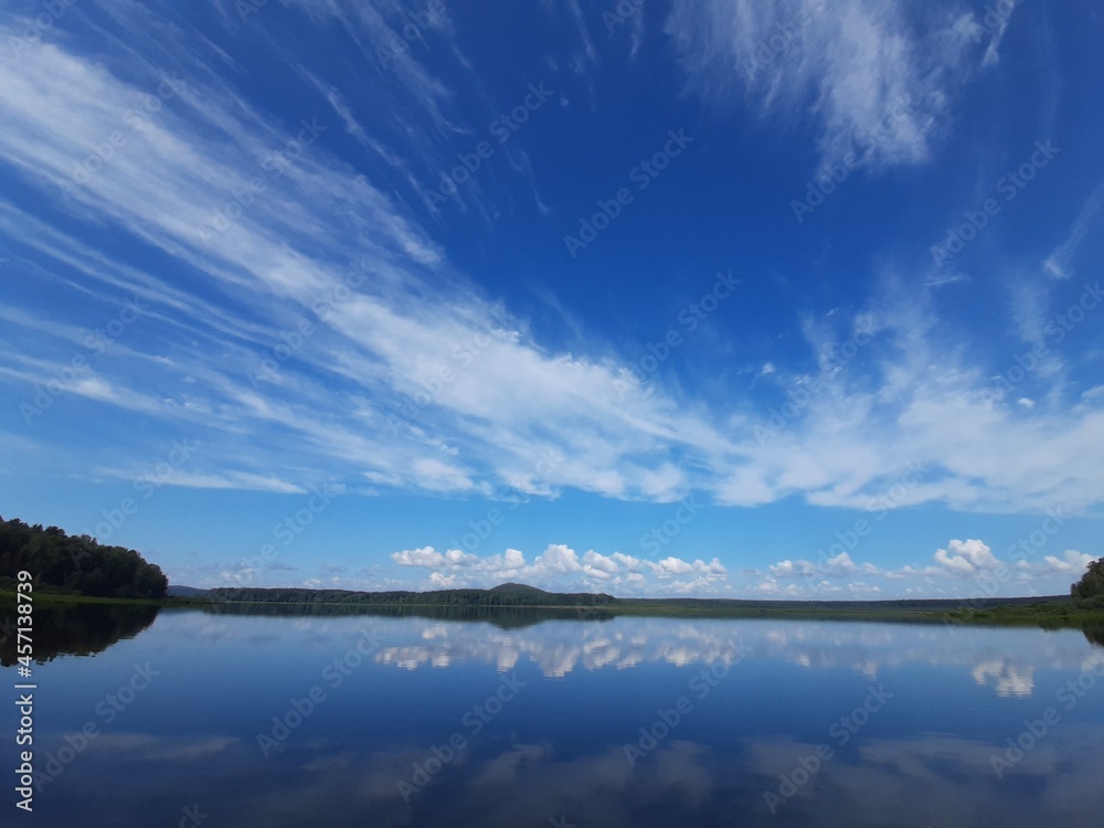 reflection of clouds on the lake