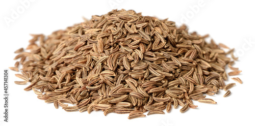 dried caraway seeds isolated on white photo