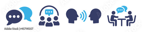 Communication icons set. Discussion, speech bubble icon vector illustration