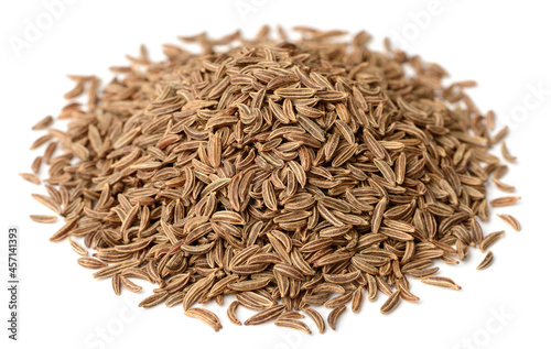 dried caraway seeds isolated on white