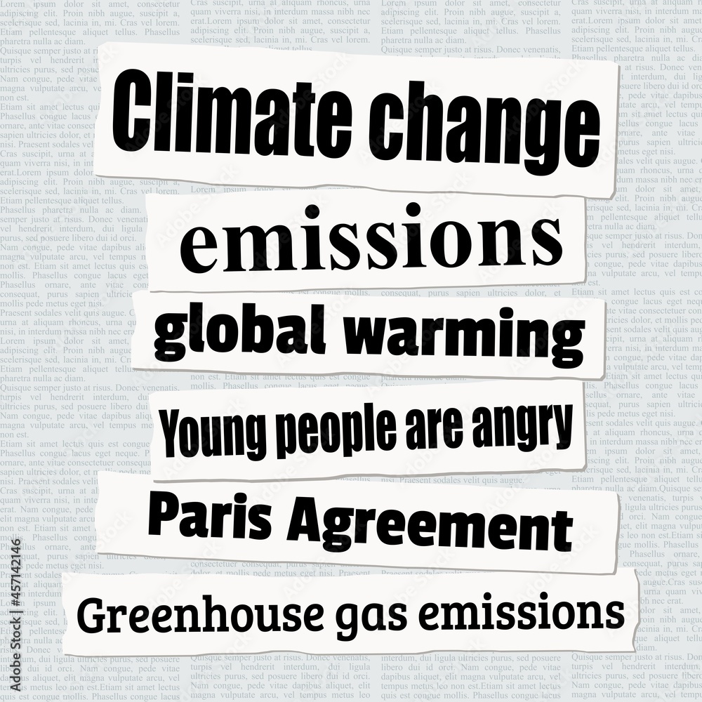 Climate change news headlines illustration