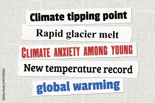 Climate tipping point newspaper headlines photo
