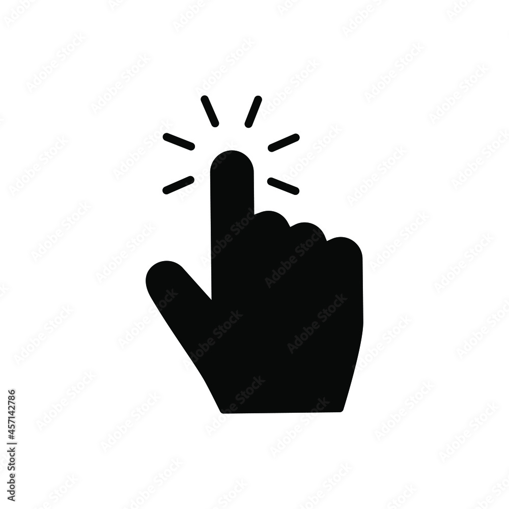 Pointer cursor mouse vector icon. Clicking cursor illustration sign. pointing hand clicks symbols. Click cursor design.
