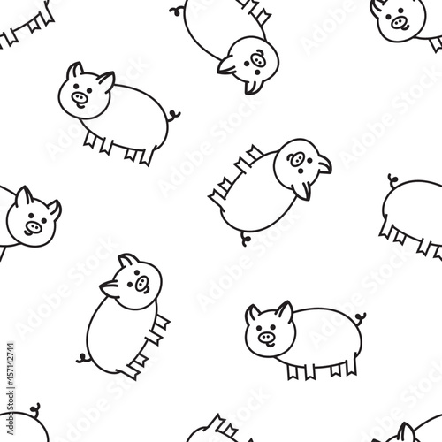 Pattern for decoration kids wrapping paper and fabric with piglets 