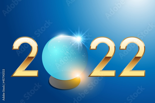 2022 sur le concept de la stratégie visionnaire et de la prise de risque dans l’investissement des entreprises, avec une boule de cristal pour prévoir l’avenir.