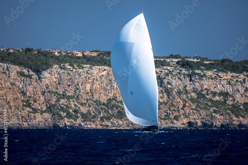 Bild auf Leinwand Sailboat with huge gennaker on the sea