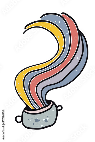 Witch Cauldron with Rainbow Vector Illustration Party Time