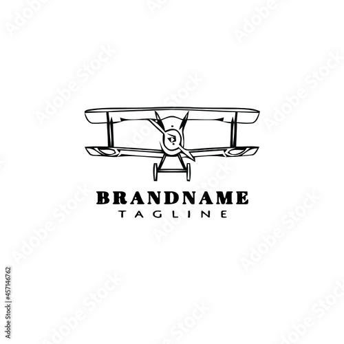 biplane logo cartoon icon design template black isolated vector