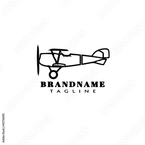 biplane logo cartoon icon design template black vector illustration