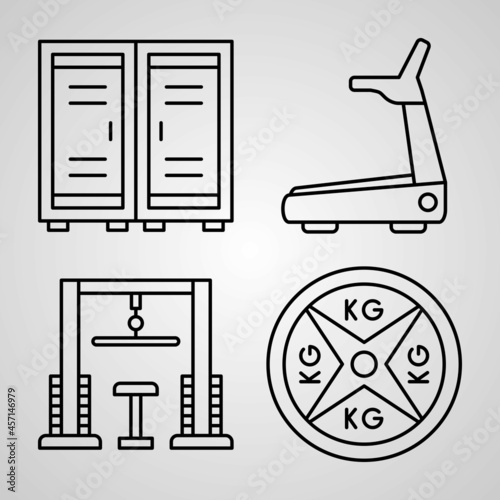Gym Symbol Collection On White background Gym Outline Icons