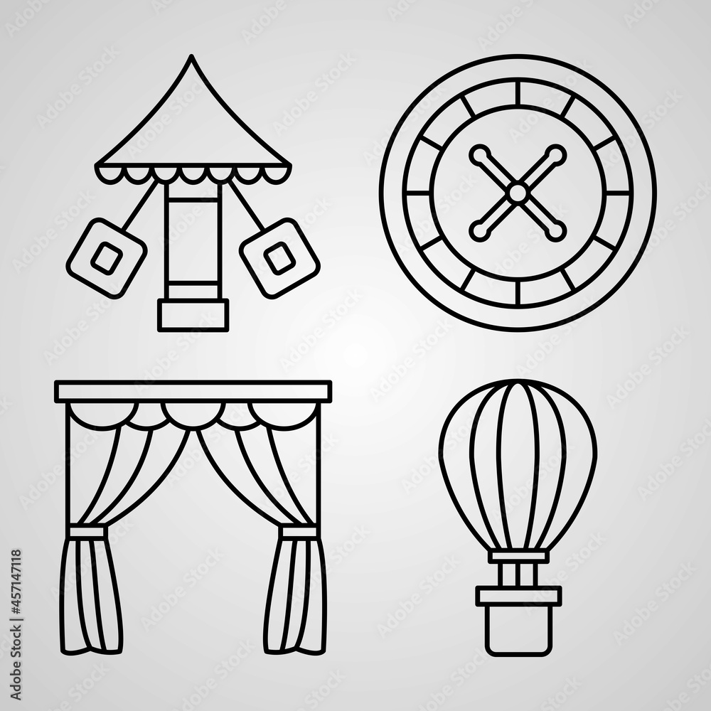 Fototapeta premium Set of Thin Line Flat Design Icons of Circus
