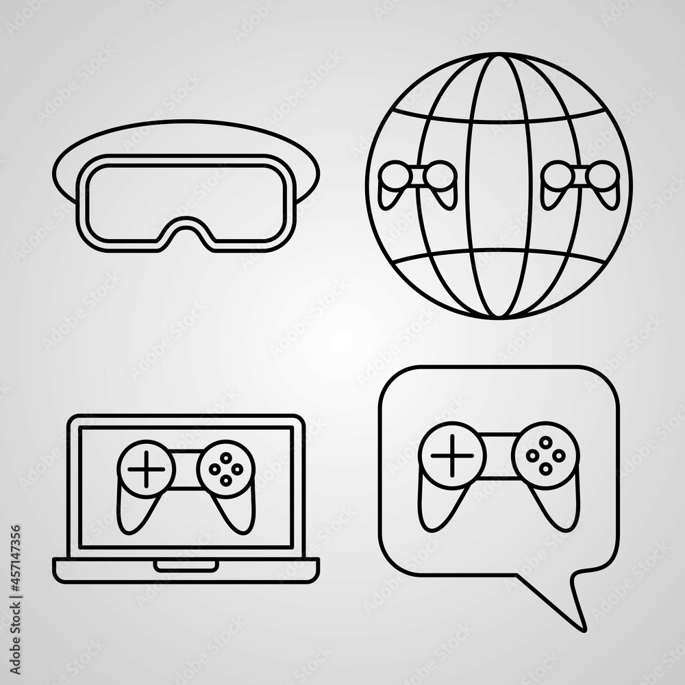 Online Gaming Line Icon Set Collection of Vector Symbol in Trendy Outline Style Online Gaming Line Icon Set Collection of Vector Symbol in Trendy Outline Style