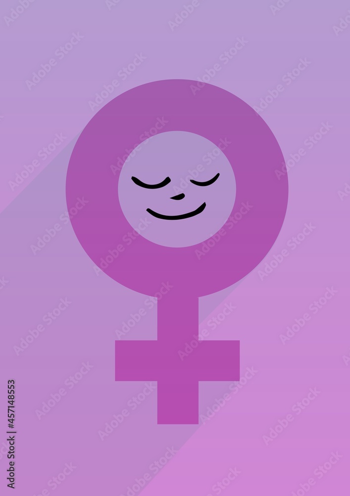 Digitally generated image of female gender symbol icon against purple background Digitally generated image of female gender symbol icon against purple background