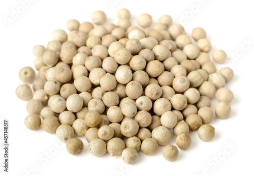 white peppercorns isolated on the white background