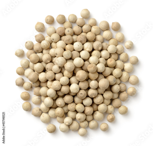 white peppercorns isolated on the white background