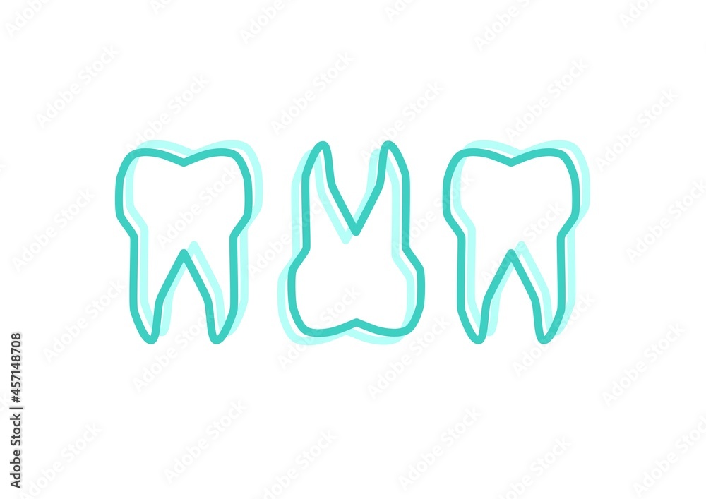 Digitally generated image of green teeth icons against white background