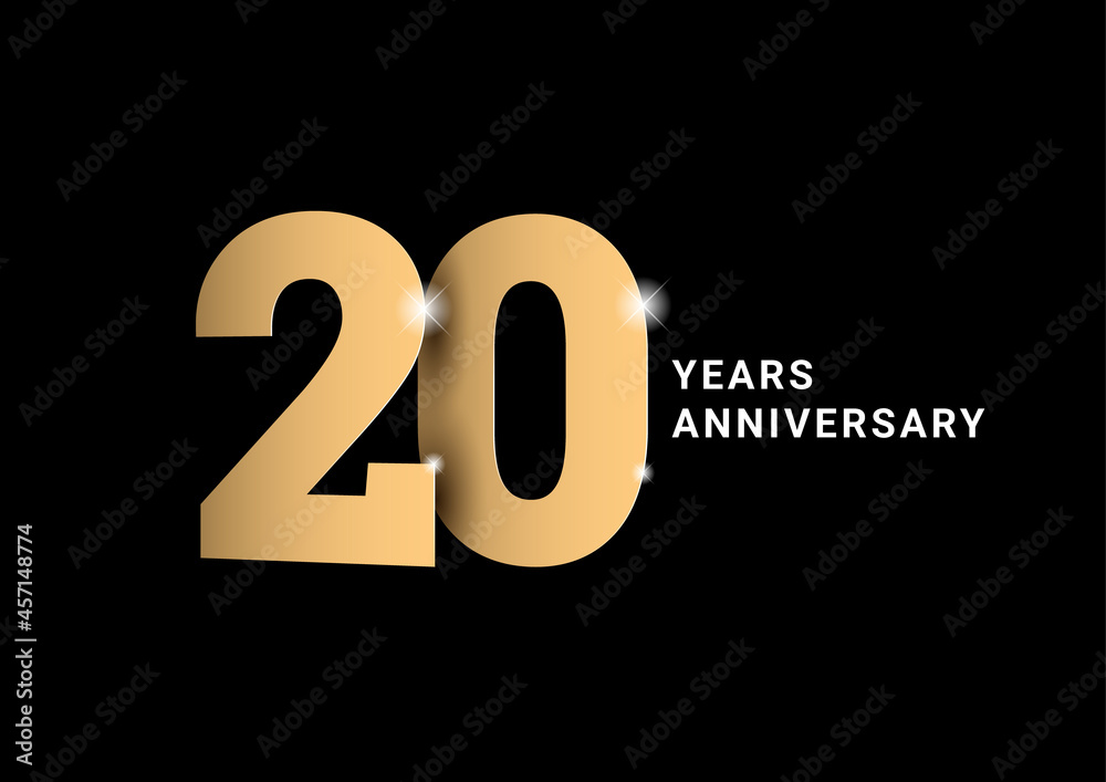 Anniversary 20. gold 3d numbers. Poster template for Celebrating 20th anniversary event party. Anniversary 20. gold 3d numbers. Poster template for Celebrating 20th anniversary event party.