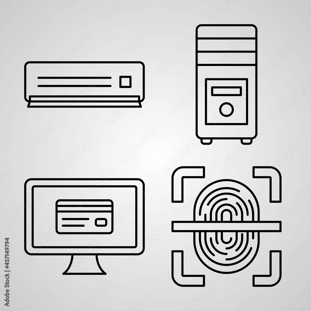 Set of Vector Line Icons of Internet of Thinking Set of Vector Line Icons of Internet of Thinking