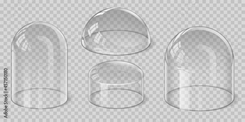 Fototapeta Realistic transparent glass dome spherical, hemisphere and bell shape