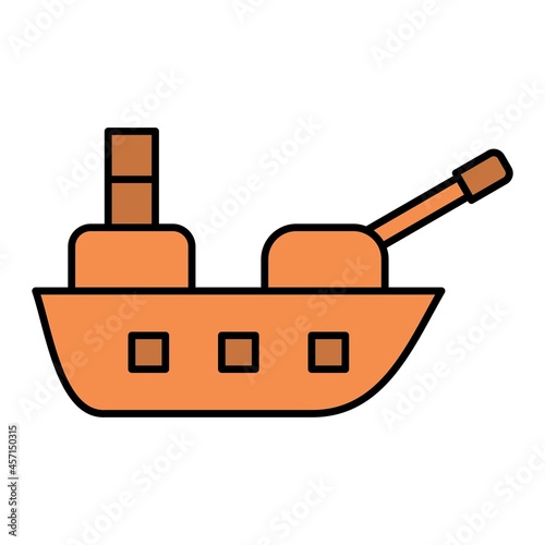 Vector Ship Filled Outline Icon Design