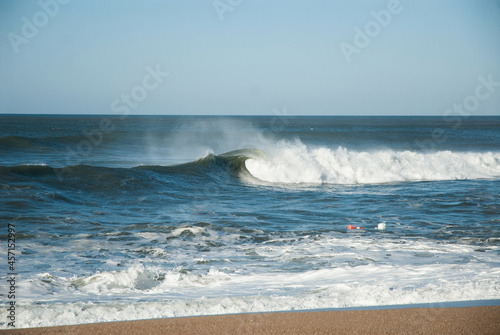 Wave curl on the ocean shore