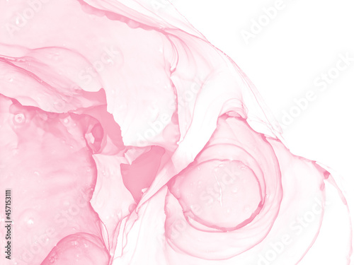 Alcohol pink and whate ink background. Colorful photo