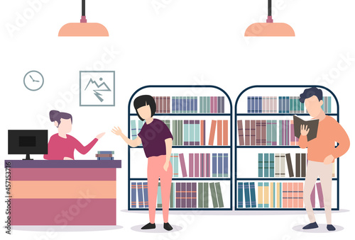 Young people reading at public library.