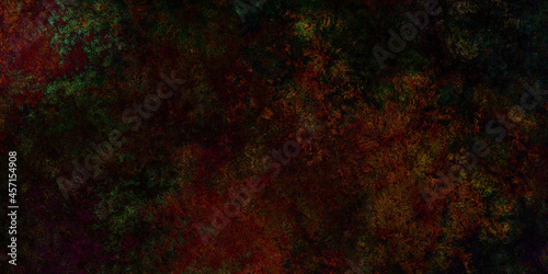 Abstract texture material dark green brown copper terrain landscape, retro dirty grainy surface illustration background backdrop with faint, crack and splash	