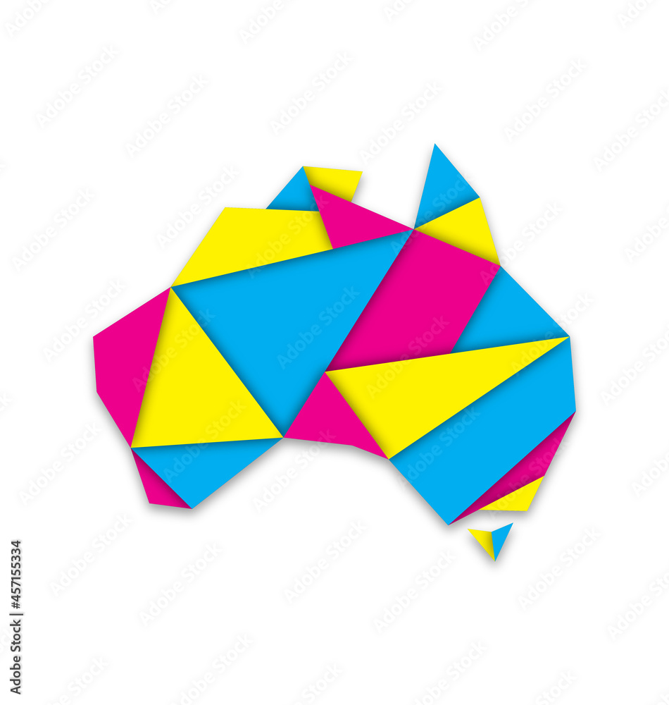australia map folded paper origami cmyk