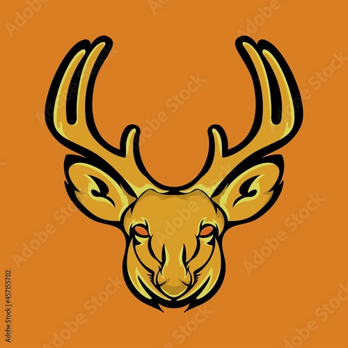 Deer head mascot with a sharp gaze. vector eps10 easy to edit.